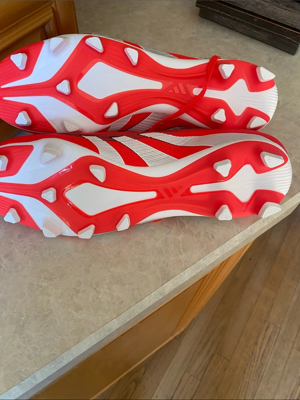 adidas Predator Kids' Soccer Cleats - Red with White Stripes